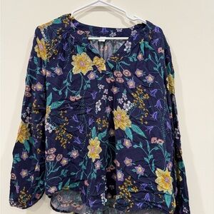 Old Navy Navy Floral Women's Blouse